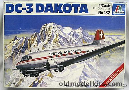 Italeri 1/72 DC-3 Dakota Swiss Air / BEA / Lufthansa / Air France / Sabena / Alitalia / KLM or ANA, 132 plastic model kit